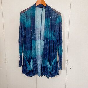 Liv By Habitat Sheer Art To Wear Lagenlook Lightweight Shibori Tie Dye, Sz Med